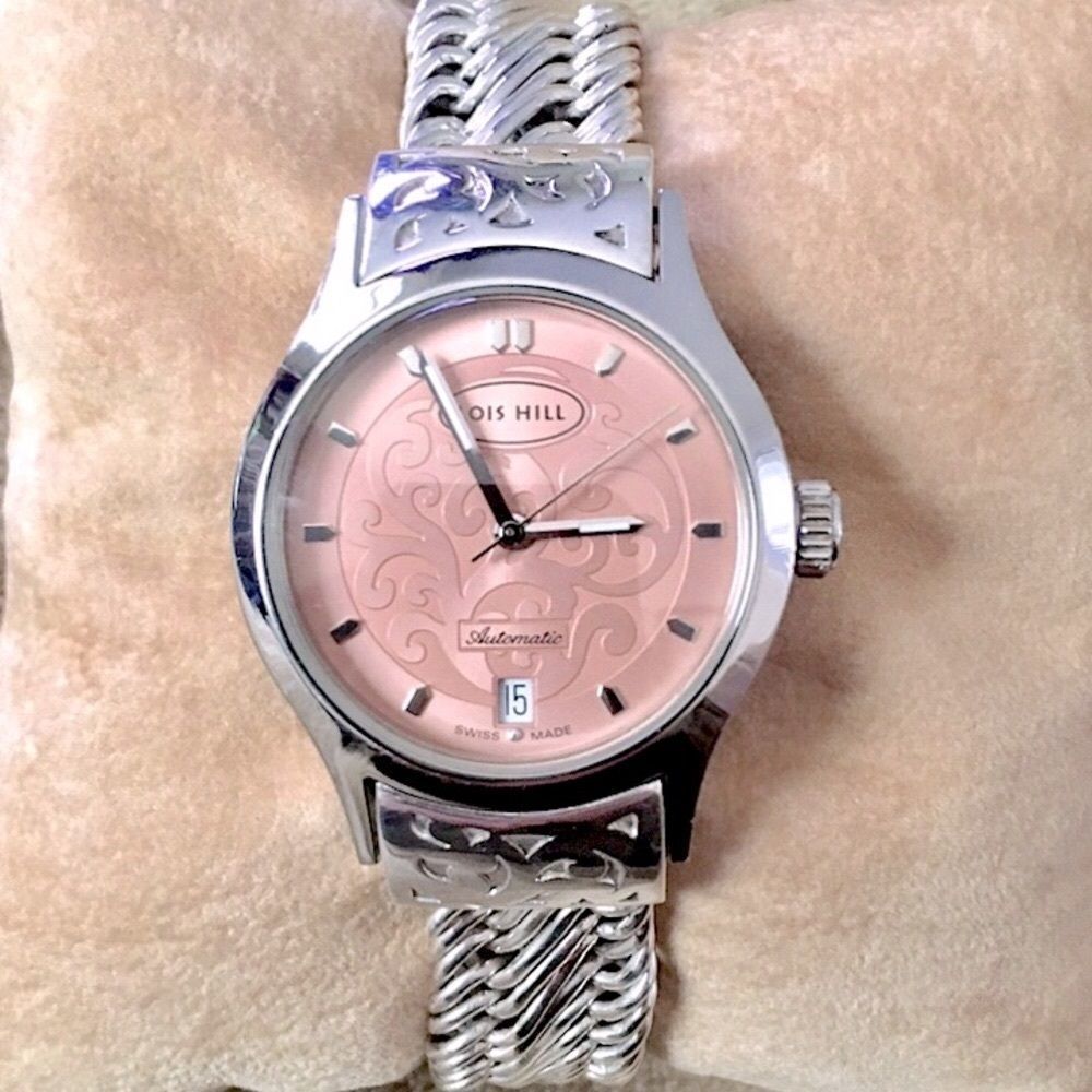 LOIS HILL Watch Automatic Pink Face Sterling Band
